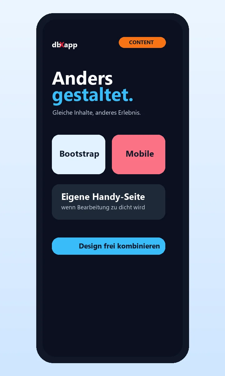 Mobile Ansicht des kontrastreichen Designs
